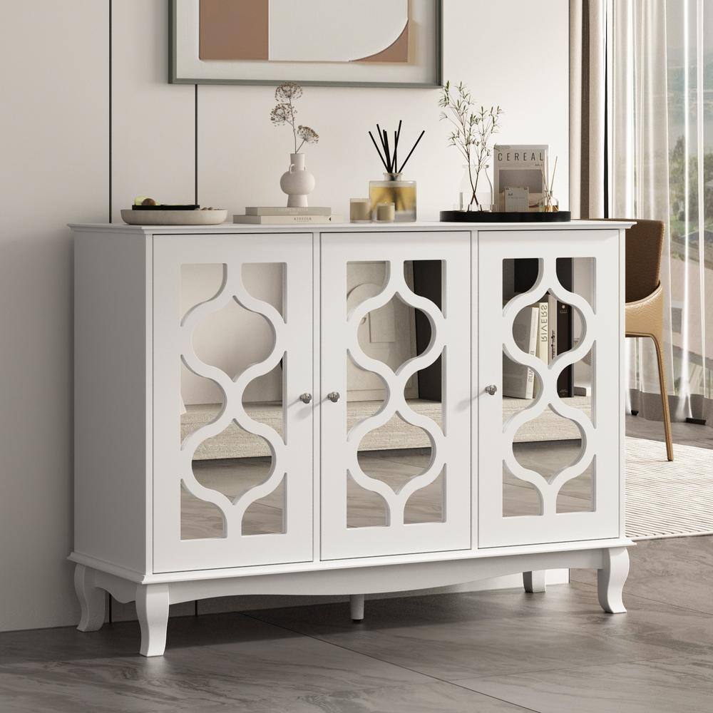 FUFU&GAGA White Wooden Food Pantry, Sideboard, Wine Storage