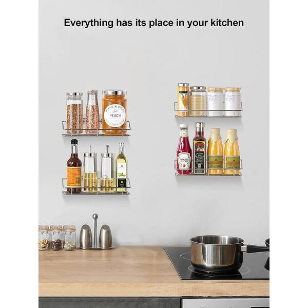 Wall Mount Rotating Kitchen Bathroom Shelf Expandable Shower Caddy Storage  Spice Rack No Drill Organizer