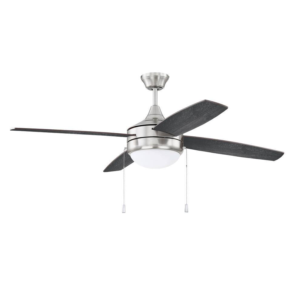 52'' Brushed Nickel Ceiling Fan with LED Light and Greywood Blades