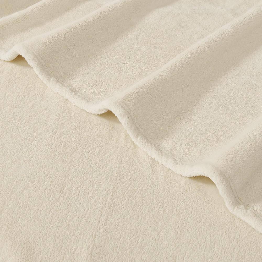 Beige Ultra Plush Reversible 50x70 Throw Blanket