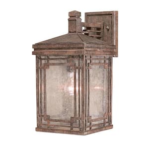 Larkin Street 14.5 in. 1-Light Vintage Rust Outdoor Wall Lantern Sconce