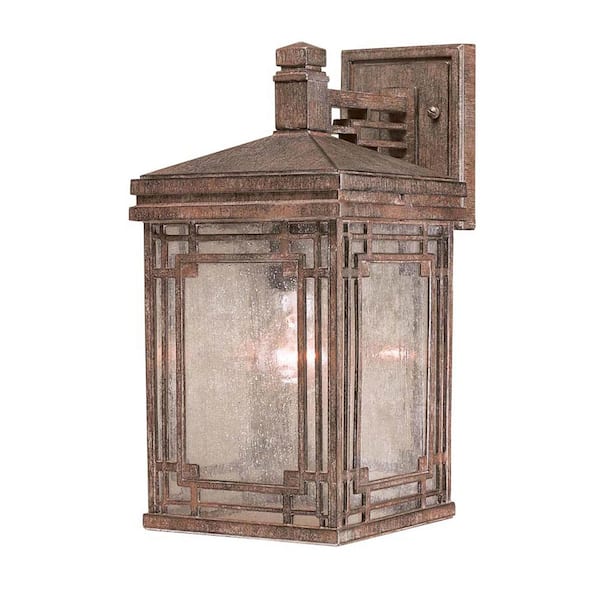 Hampton Bay Larkin Street 14.5 in. 1-Light Vintage Rust Outdoor Wall Lantern Sconce