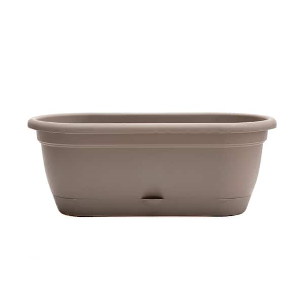 Bloem Lucca 19 in. Pebble Stone Plastic Self-Watering Window Box with Saucer