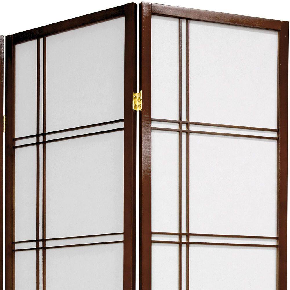 Walnut 4-Panel Double Cross Shoji Room Divider