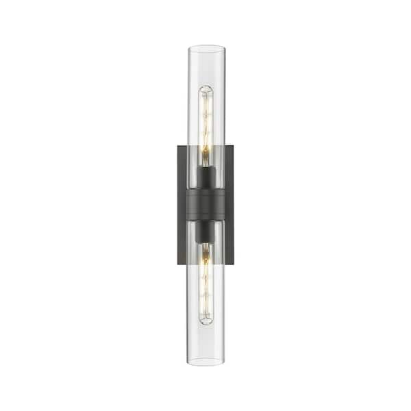 Innovations Ballston Urban 24 in. 2-Light Matte Black Vanity Light with Glass Shade