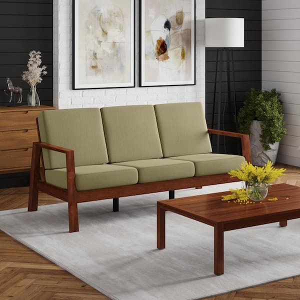 Barley Tan Cushions And Cherry Finished Frame Handy Living Sofas Couches Clm Sx Lin82c 31 600 