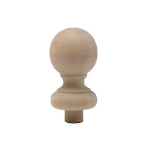 Full Round Finial, Set of 2 - 2 in. H x 1.25 in. Dia. - Sanded Unfinished Hardwood - Accent for Banisters, Curtain Rods