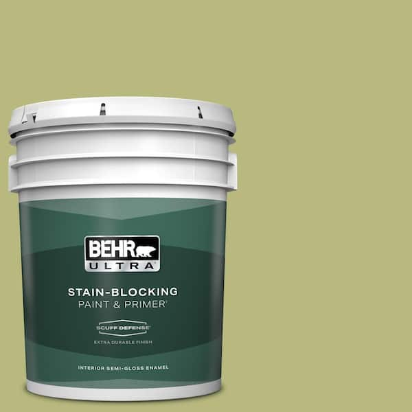 BEHR ULTRA 5 gal. #400D-5 Grass Cloth Extra Durable Semi-Gloss Enamel Interior Paint & Primer