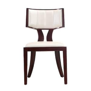 Pulitzer Pearl White and Walnut Faux Leather Dining Chair (Set of 2)