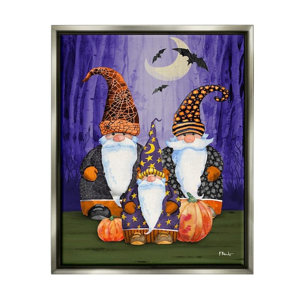 Stupell Industries Three Halloween Gnomes by Paul Brent 1-Piece Floater Frame Graphic Print Fantasy Poster Art Print 21 in. x 17 in.