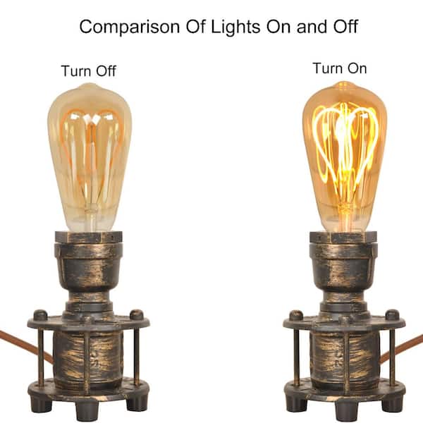 Zompoo Industrial 5.2 in. 1-Light Gold Steampunk Table Lamp