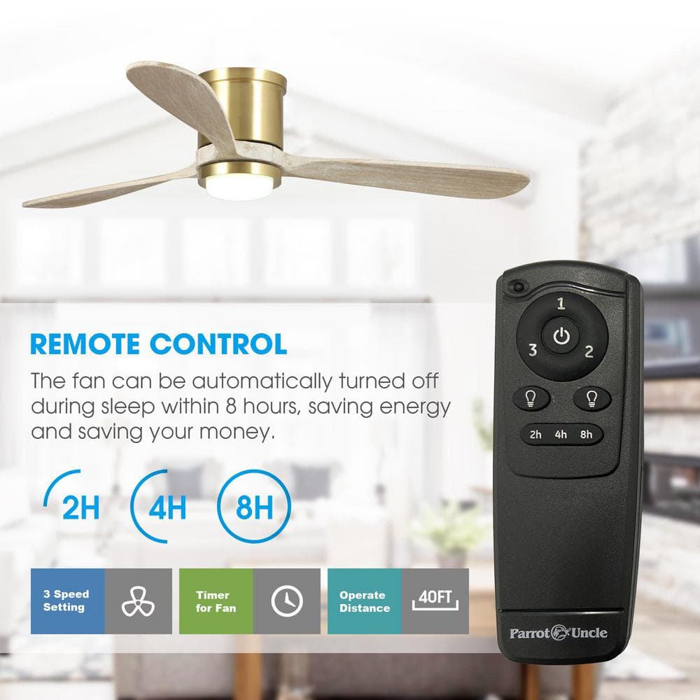 Golden Low Profile Ceiling Fan with LED Light and Remote