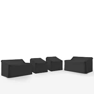 4-Piece Black Outdoor Sectional Furniture Cover Set
