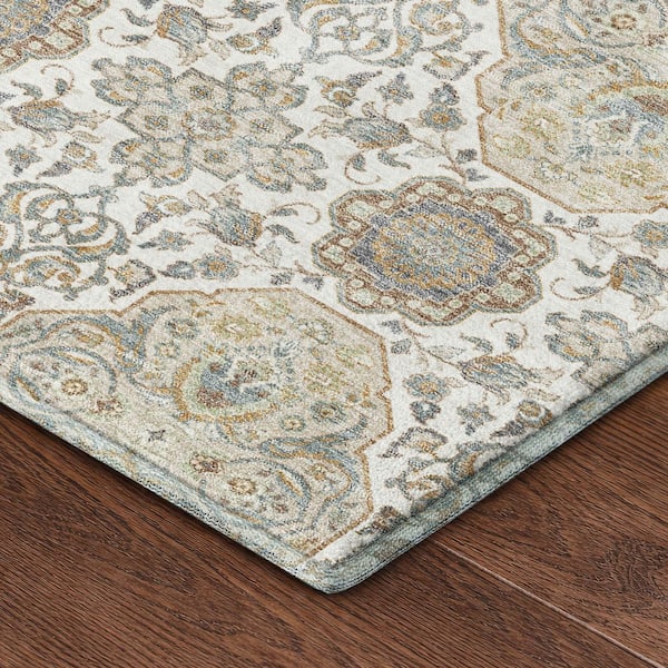 Mayfield Premium Machine Washable Abstract AMF2483 Ivory 2 ft. x 7 ft. Runner Rug