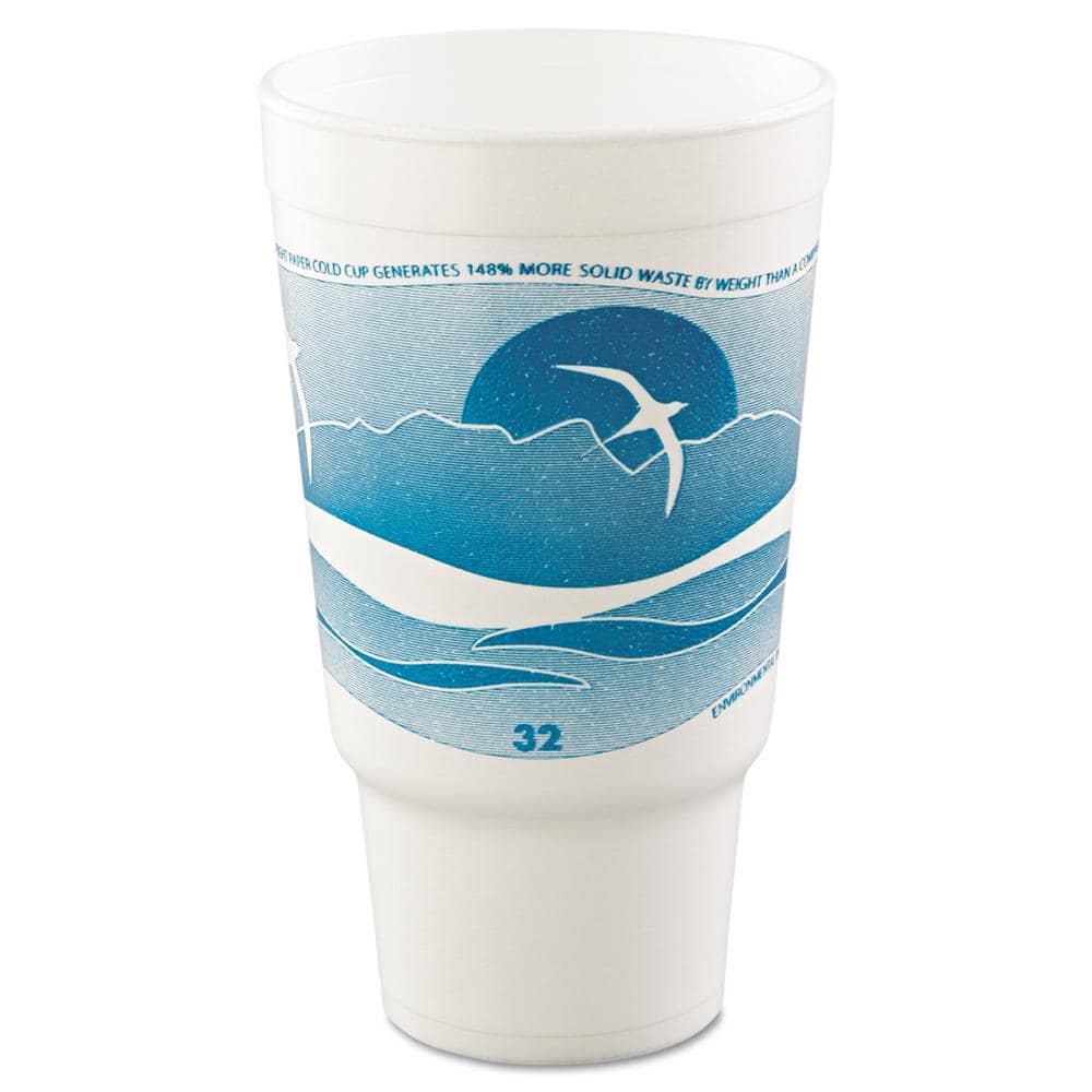 DART 32 oz. White Disposable Foam Cups (25/Bag 20 Bags/Carton) DCC32TJ32 -  The Home Depot