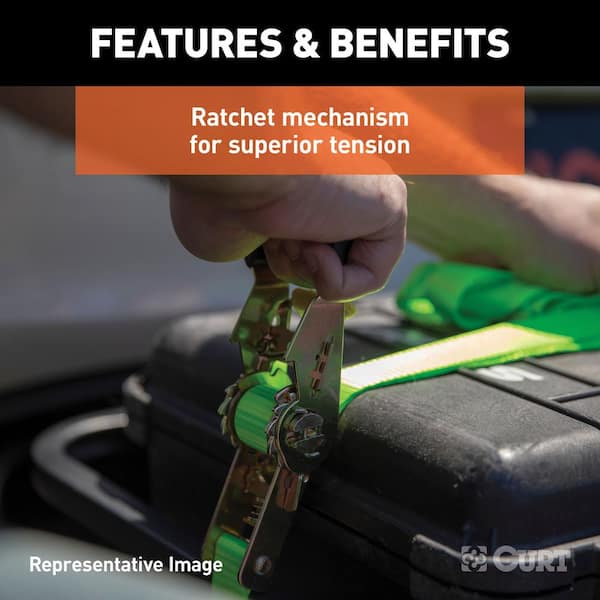 16' Lime Green Cargo Strap with S-Hooks (1,100 lbs.)