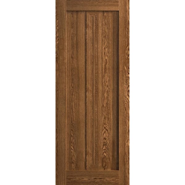 30 in. x 80 in. Cognac Oak Color Solid Wood Interior Door Slab With Hardware