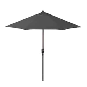 9 ft. Bronze Aluminum Market Patio Umbrella with Fiberglass Ribs Crank Lift and Autotilt in Zinc Pacifica Premium