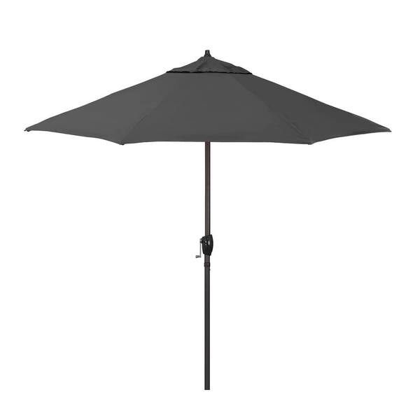 California Umbrella 9 ft. Bronze Aluminum Market Patio Umbrella with Fiberglass Ribs Crank Lift and Autotilt in Zinc Pacifica Premium