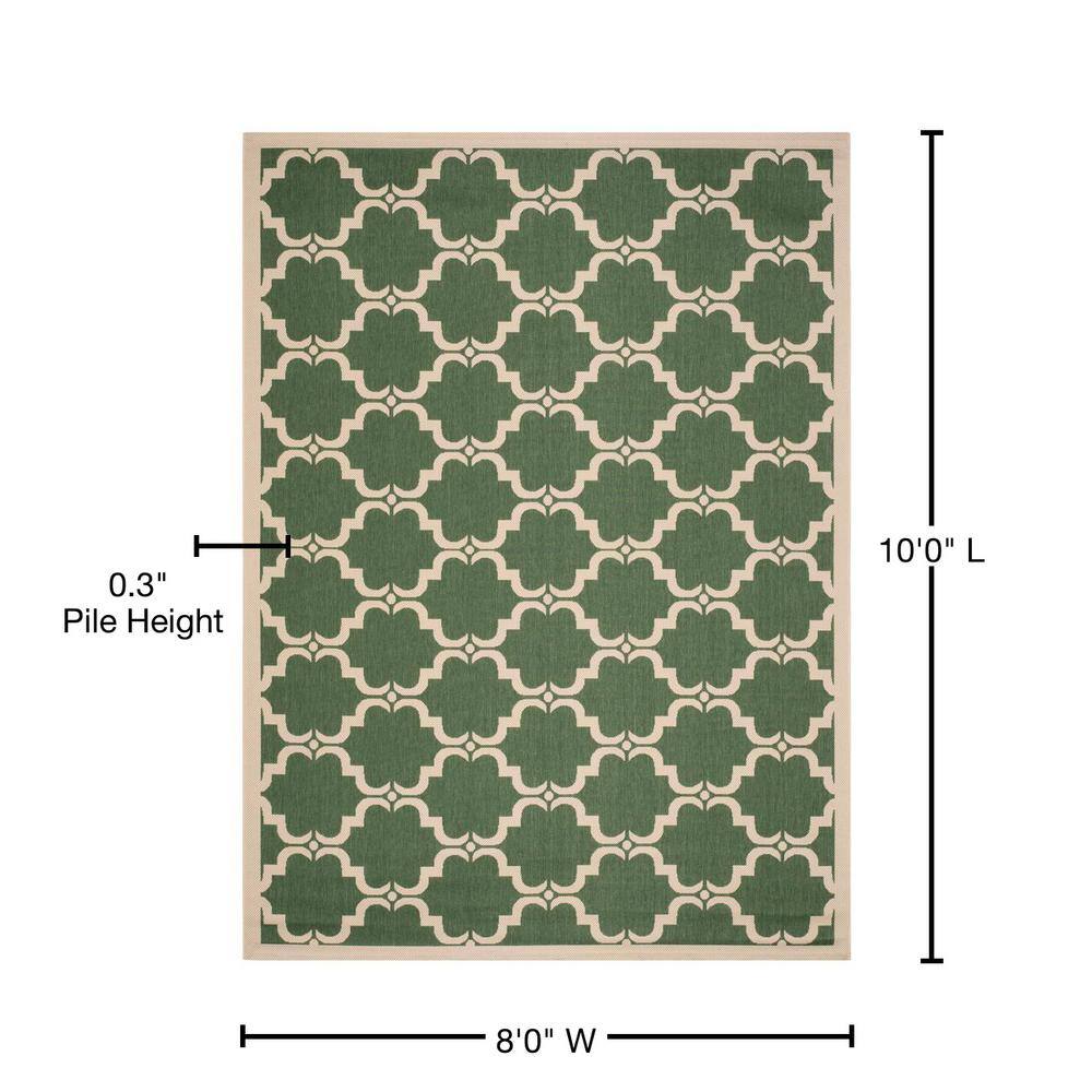 Courtyard Essence 8' x 10' Dark Green/Beige Easy-Care Outdoor Rug