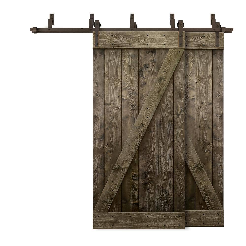 96 in. x 84 in. Z-Bar Bypass Espresso Stained DIY Solid Knotty Wood Interior Double Sliding Barn Door with Hardware Kit price history on PriceWatchPro