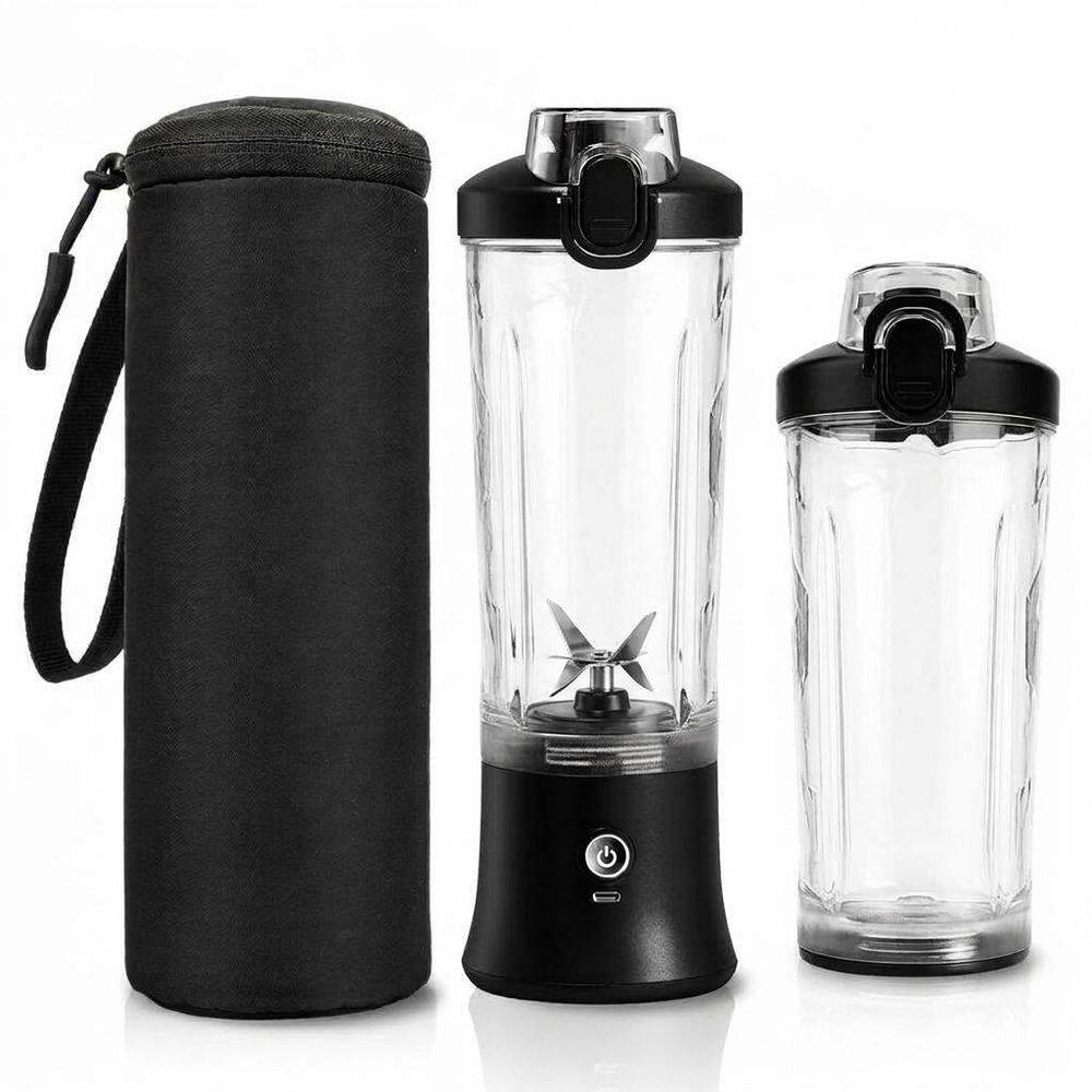 Black 20oz Portable Blender Bottle with Stainless Steel Blades and Insulated Sleeve for Smoothies and Shakes price history on PriceWatchPro