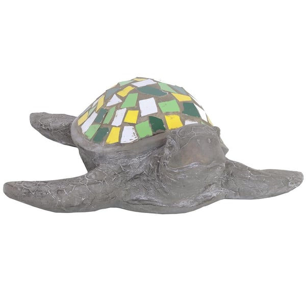 Sunnydaze Simon the Swift Mosaic Polystone Sea Turtle Garden Statue - 17 in.