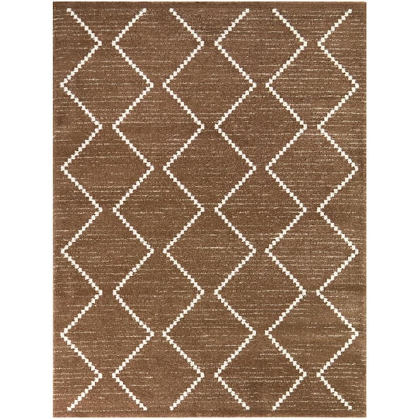 Oscar Tan 5 ft. x 7 ft. Geometric Area Rug