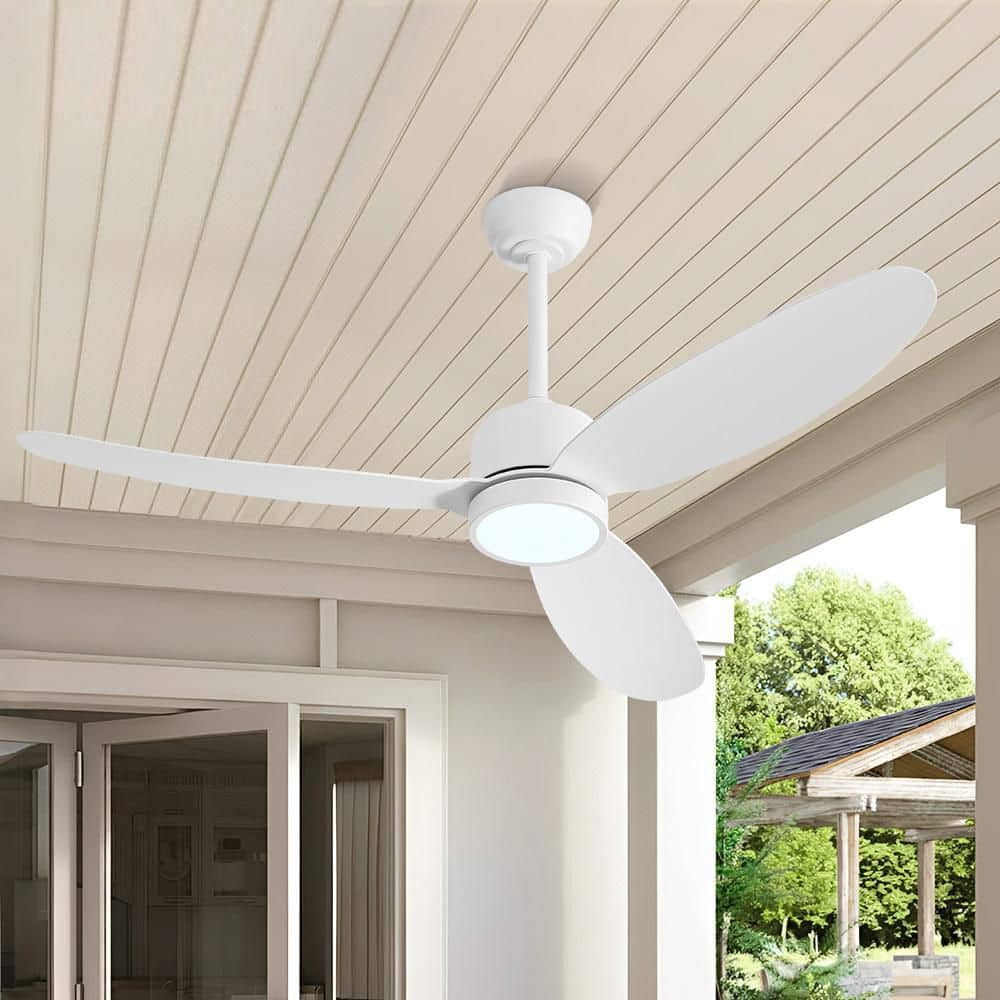 52 in. (4. 3ft) 3 ABS Blades Indoor and Outdoor Ceiling Fan with Integrated LED and Remote Downrod White price history on PriceWatchPro