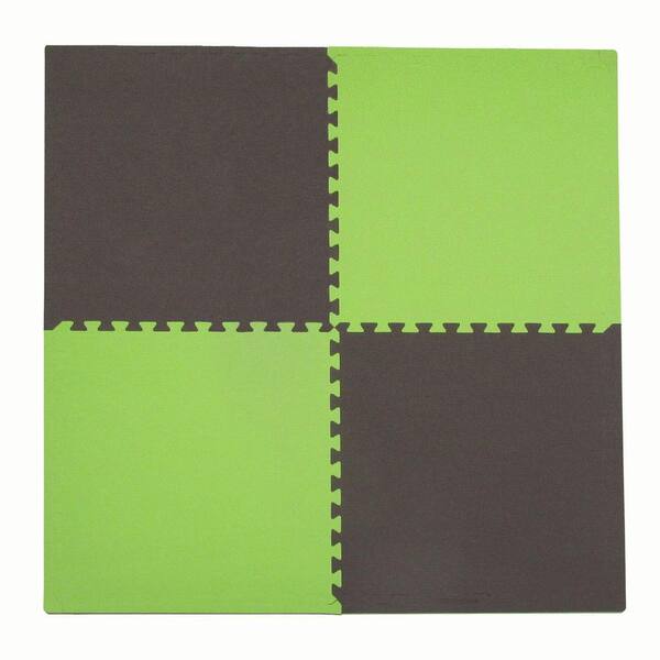 Tadpoles 4 Piece Interlocking Green/Brown 50 in. x 50 in. EVA Floor Mat Set