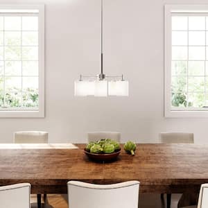 Replay Collection 5-Light Polished Nickel Etched White Glass Glass Modern Chandelier Light