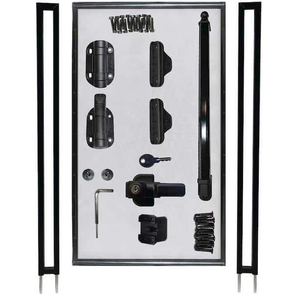 poolfence DIY 2.5 ft. W x 5 ft. H Pool Fence DIY Gate in Black with Self-Closing, Self-Latching Hardware and Flat Top