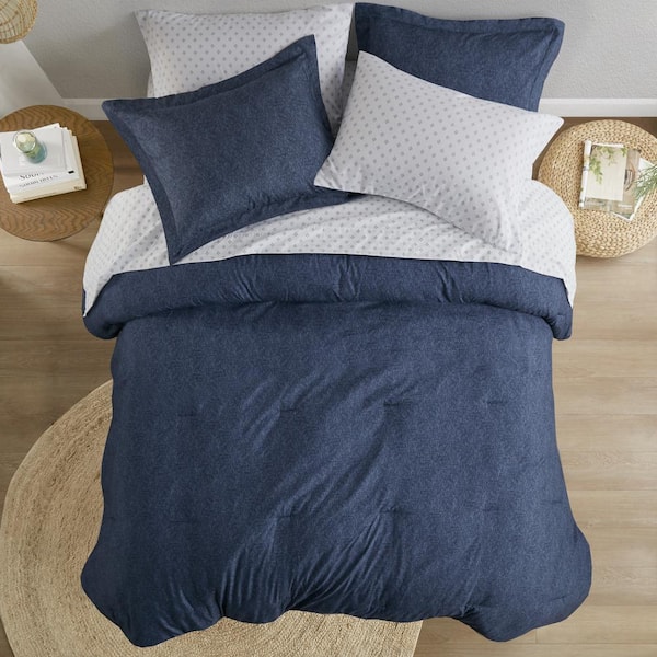 Camden 5-Piece Navy Microfiber Twin/Twin XL Comforter Set with Bed Sheets