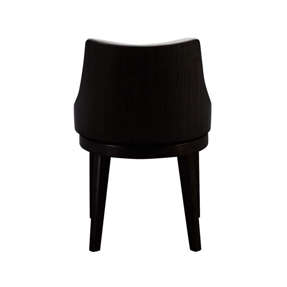 Orleans Matte Black Swivel Low Back Dining Chair Set with Zebrano Wood