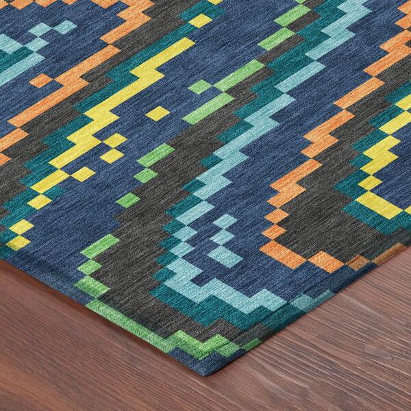 Chantille Machine Washable Indoor/Outdoor Abstract ACN2829 Navy 10 ft. x 14 ft. Area Rug