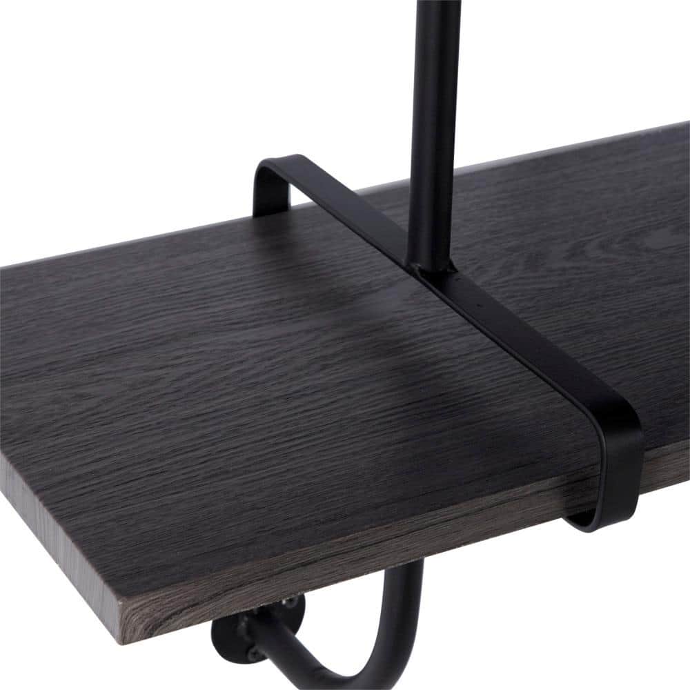 Sleek Gray 38" Industrial Wood Floating Wall Shelf