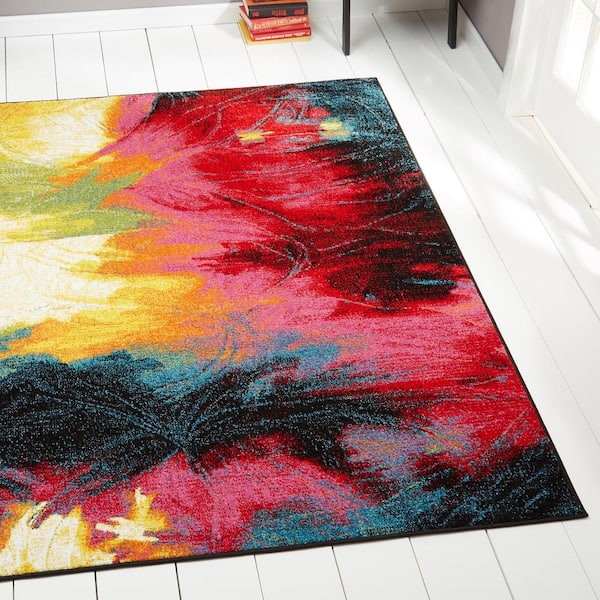 Splash Black/Pink 6 ft. x 9 ft. Abstract Area Rug