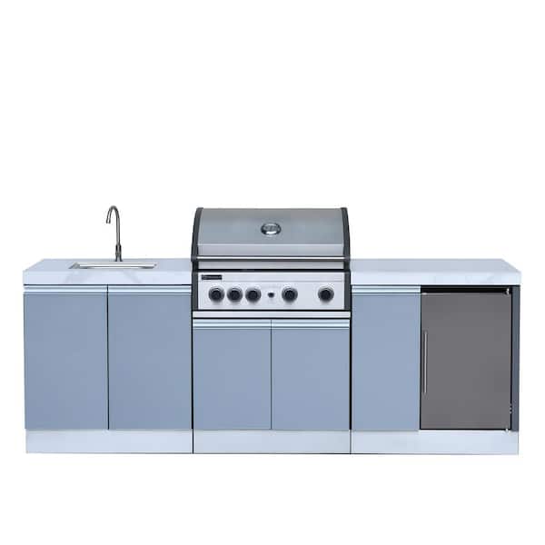 PROKAn Bespoke 5B Propane Grill Island Modular Outdoor Kitchen in Matt Gray
