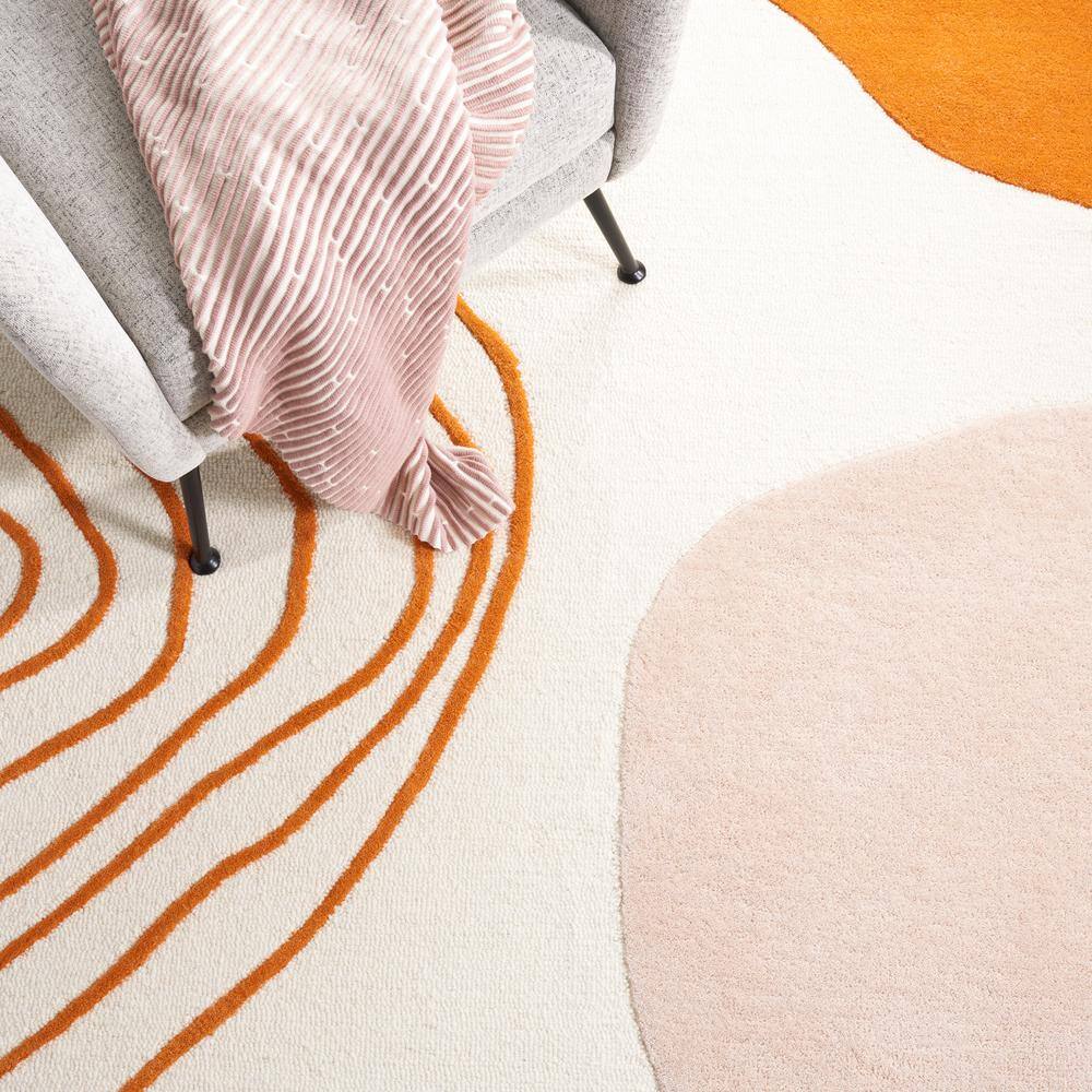 Ivory and Rust Hand-Tufted Wool 6' x 9' Area Rug