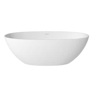 67 in. x 32 in. Soaking Bathtub Solid Surface Stone Bathtub with Center Drain in Matte White