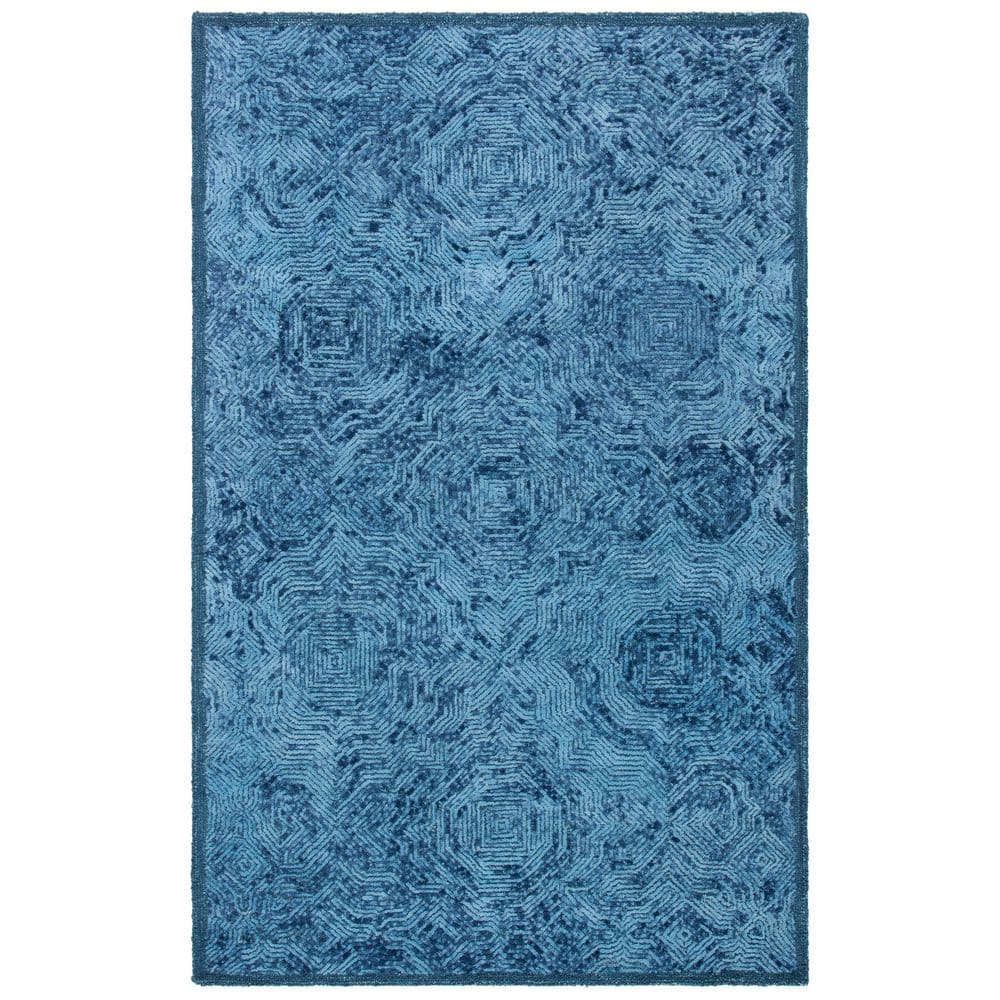 Silk Road Inspired Hand-Tufted Wool Rug in Luscious Blue - 5' x 8'