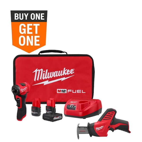 M12 FUEL 12V Lithium-Ion Brushless Cordless 1/4 in. Right Angle Die Grinder with M12 HACKZALL Cordless Reciprocating Saw