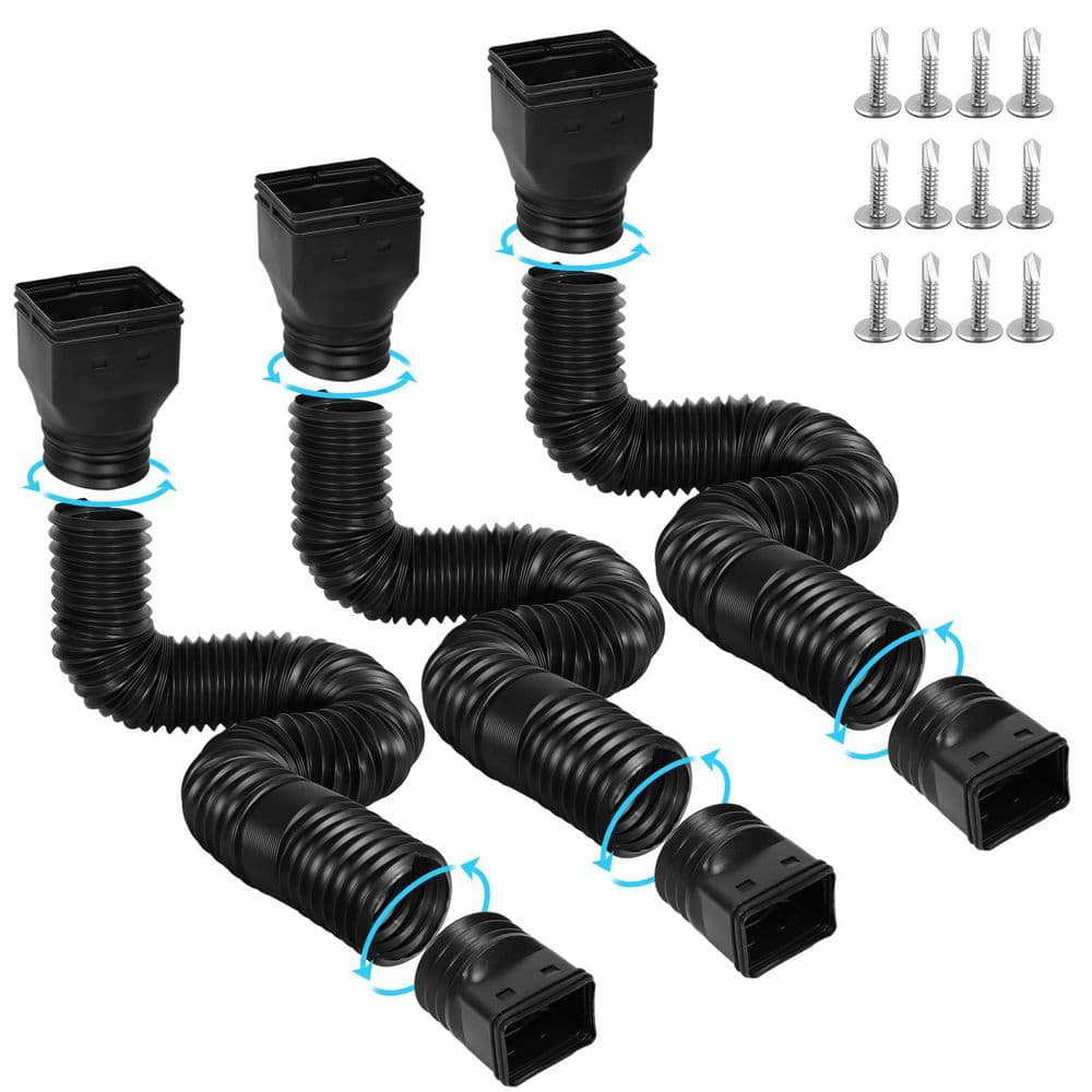 3 Pack Polyethylene Material Flexible Gutter Downspout Extensions with Adapters, Thickened Downspout Extender, Black price history on PriceWatchPro