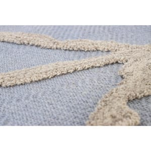 A1738 Blue 7 ft. 6 in. x 9 ft. 6 in. Hand Tufted Looped High and Low Wool Area Rug