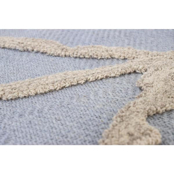 A1738 Blue 7 ft. 6 in. x 9 ft. 6 in. Hand Tufted Looped High and Low Wool Area Rug