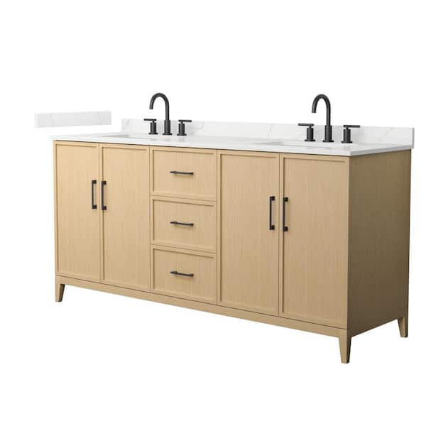 Elan 72 in. W x 22 in. D x 35 in. H Double Bath Vanity in White Oak with Giotto Quartz Top
