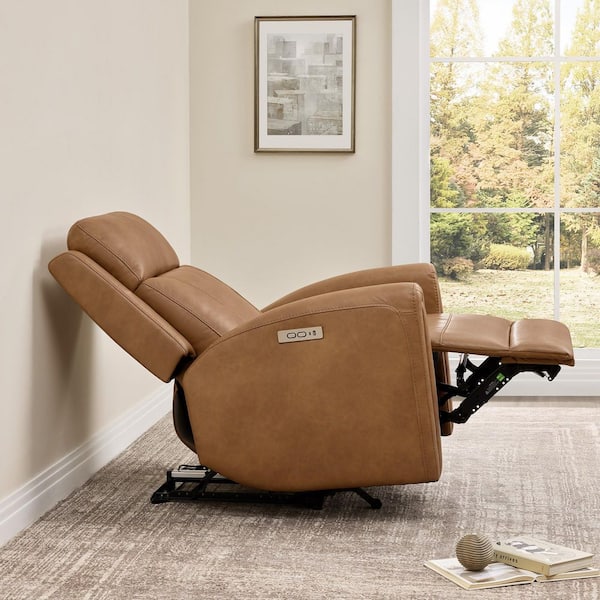 Spruce & Spring Nia Camel Faux leather Zero Wall Recliner with