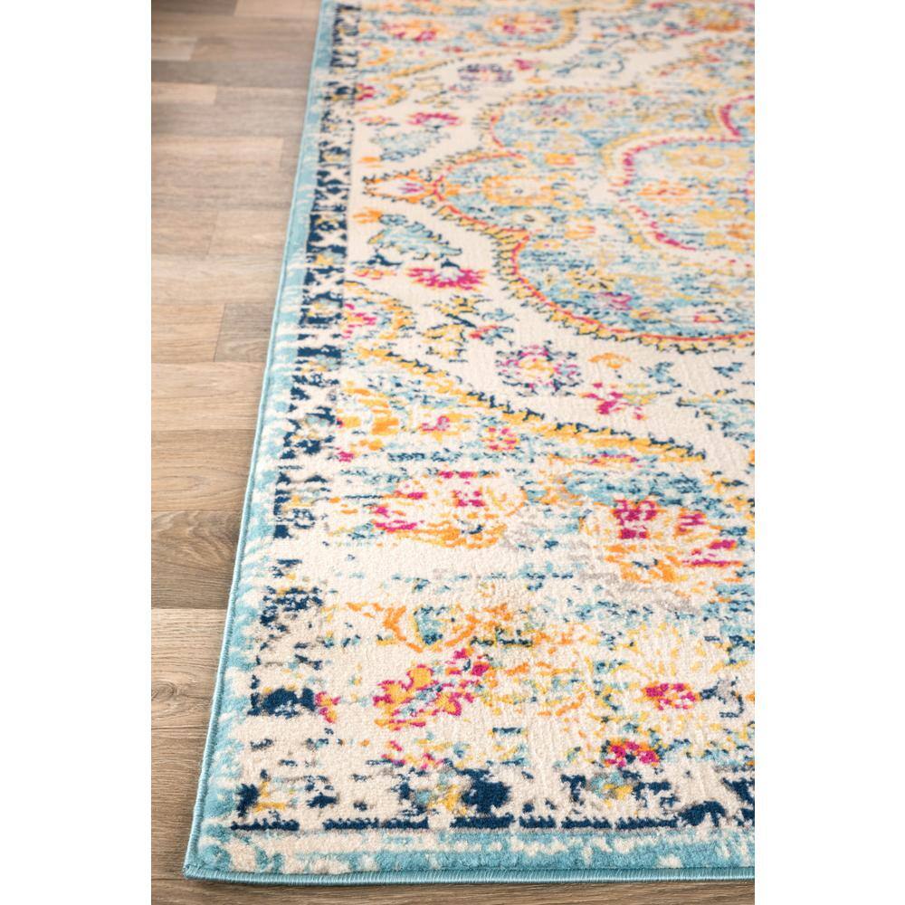Blue Distressed Bohemian Floral 3'3" x 5' Area Rug