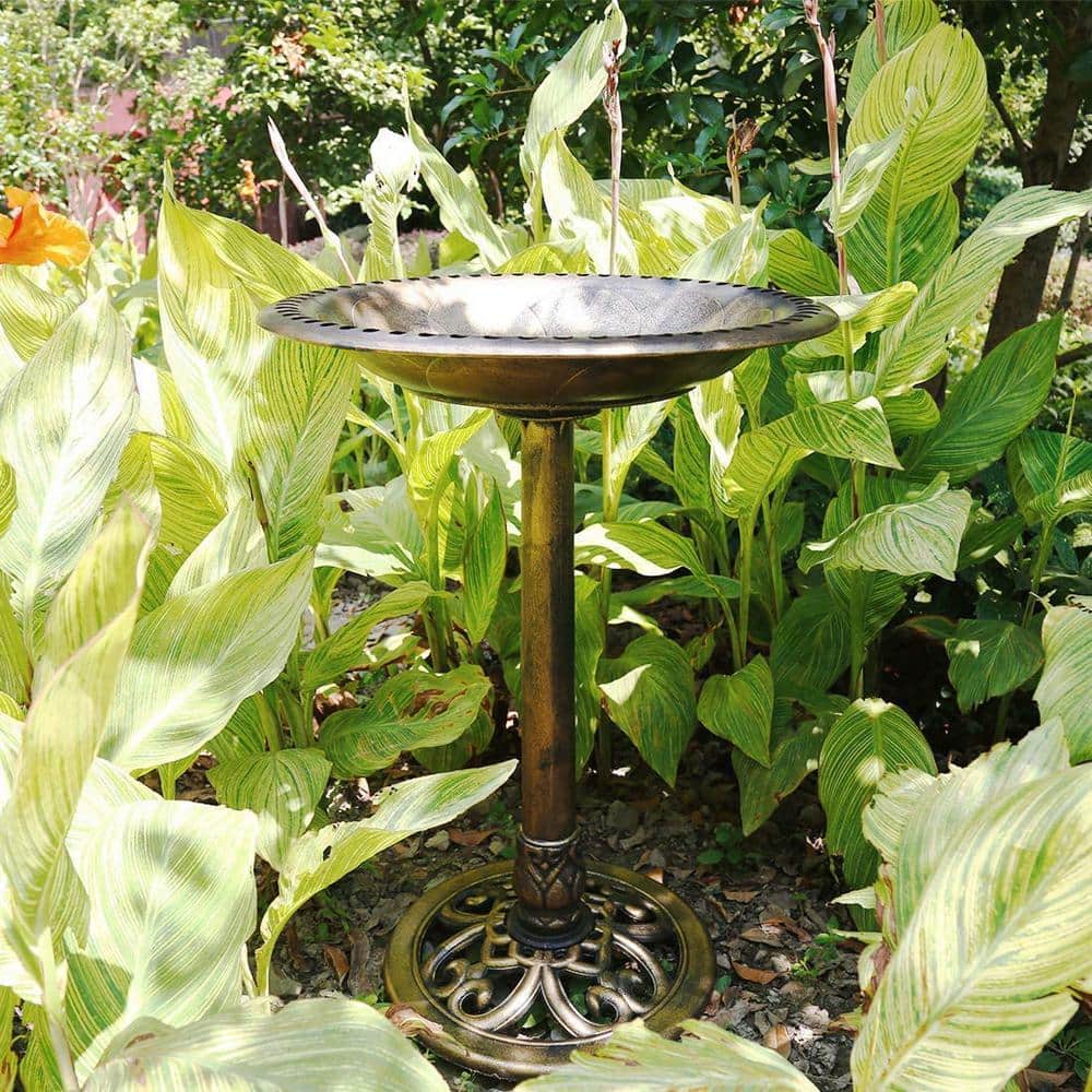 Antique Copper Polyresin Solar Powered Bird Bath Fountain
