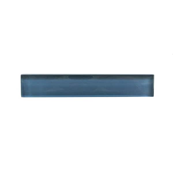 Tropical Blue 1 in. x 6 in. Glass Glossy Accent Pencil Subway Wall Tile (2 sq. ft./Case)